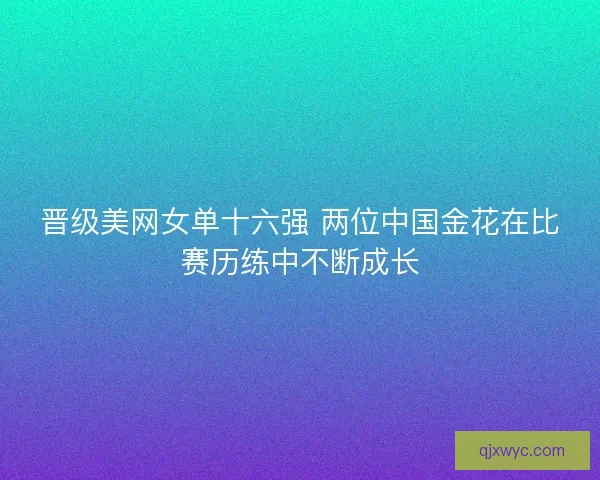 晋级美网女单十六强 两位中国金花在比赛历练中不断成长